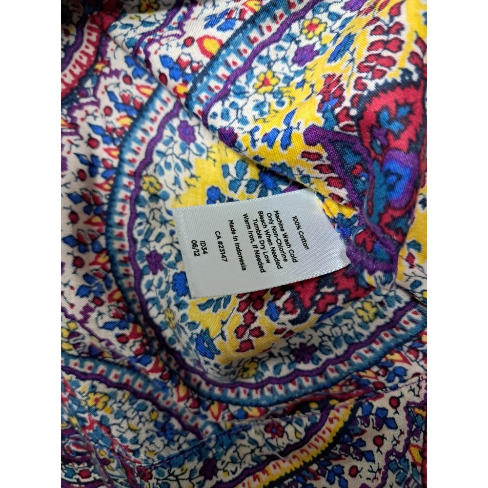 Talbots Top Women's 16 Petite Medallion Gold Metallic Henley Long Sleeve Boho - Picture 10 of 12